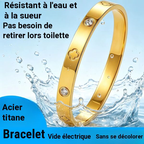 Bracelet femme acier inoxydable trèfle à quatre feuilles