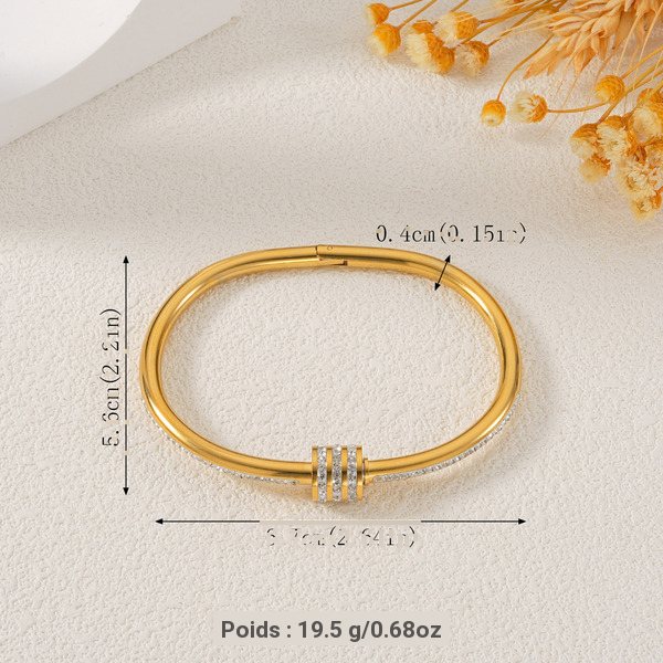 Bracelet femme en acier inoxydable, finition brillante style glace pilée