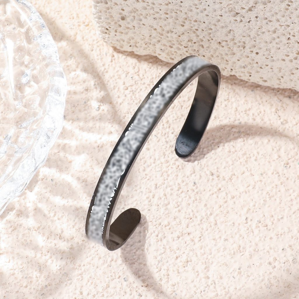 Bracelet ouvert en acier inoxydable 8 mm effet goutte d'huile, style luxe léger