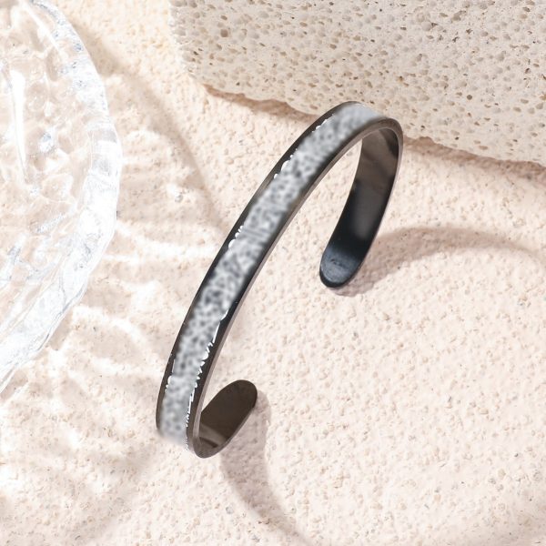 Bracelet ouvert en acier inoxydable 8 mm effet goutte d'huile, style luxe léger
