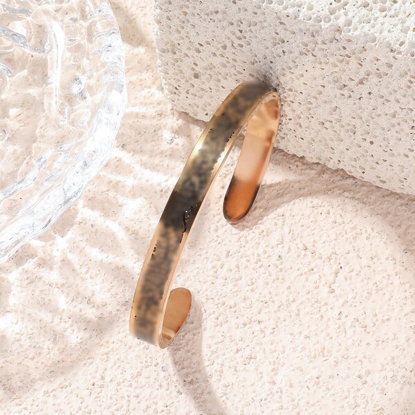 Bracelet ouvert en acier inoxydable 8 mm effet goutte d'huile, style luxe léger