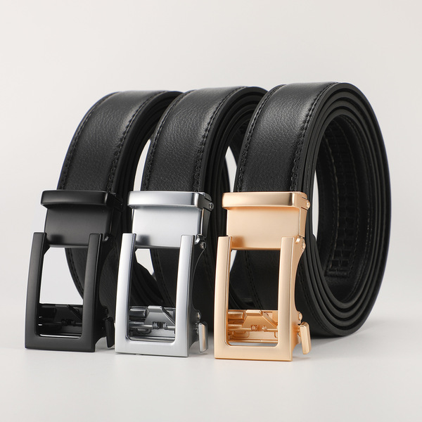 Ceinture automatique en cuir PU avec boucle en alliage, unisexe