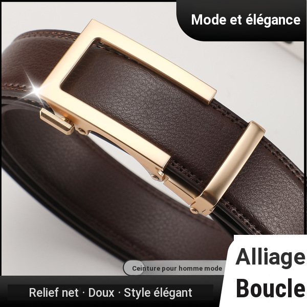 Ceinture automatique en cuir PU avec boucle en alliage, unisexe