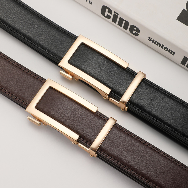 Ceinture automatique en cuir PU avec boucle en alliage, unisexe