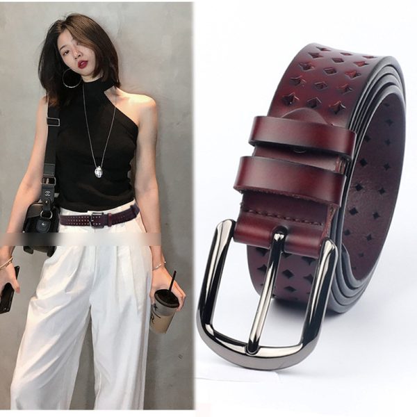 Ceinture en cuir véritable pour femme, boucle à ardillon, 105 à 115 cm