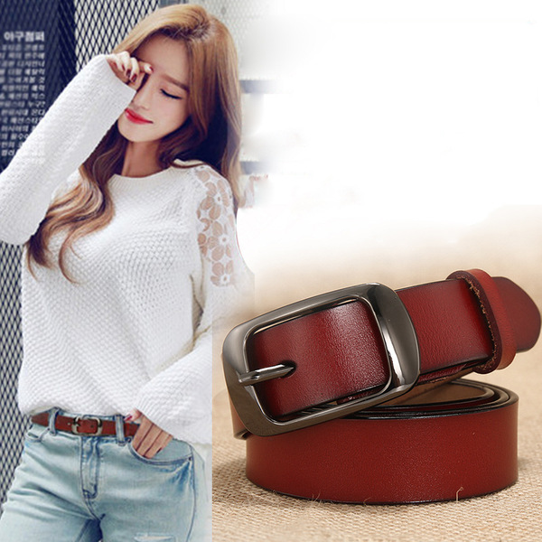 Ceinture femme cuir véritable, boucle ardillon, largeur standard