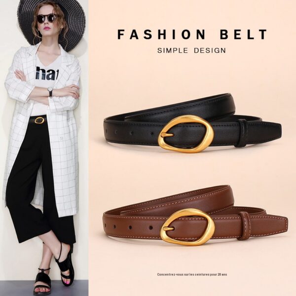Ceinture femme en cuir véritable à boucle universelle