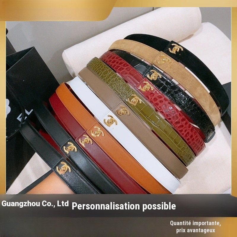 Ceinture femme en cuir véritable largeur 2,5 cm, boucle alliage