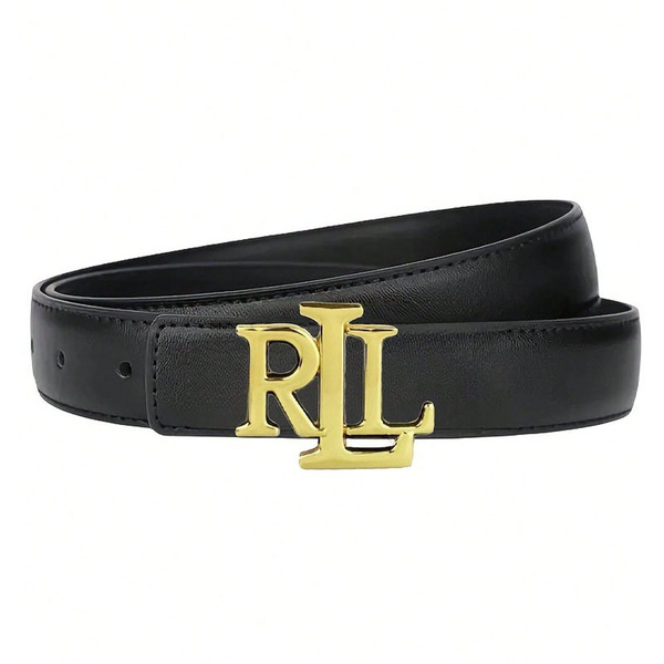 Ceinture femme en simili cuir avec boucle alliage, design lettre, largeur 2-4 cm