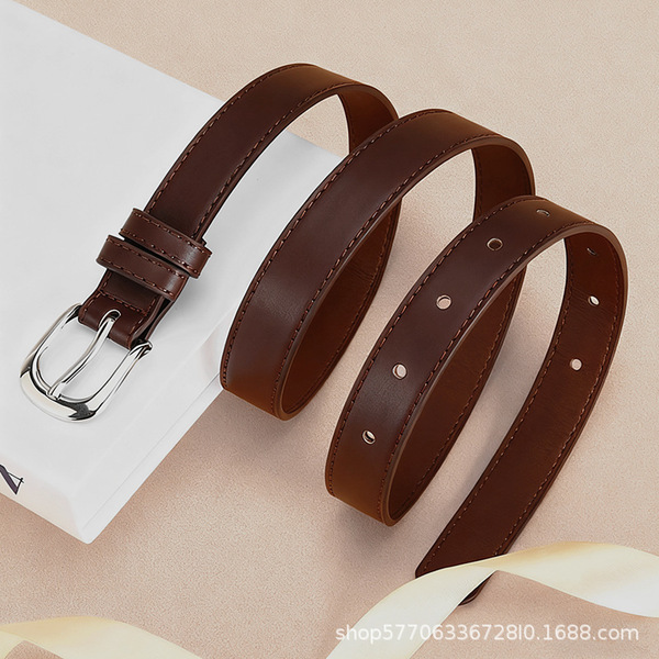 Ceinture femme fine en simili cuir avec boucle à ardillon pour jean et pantalon