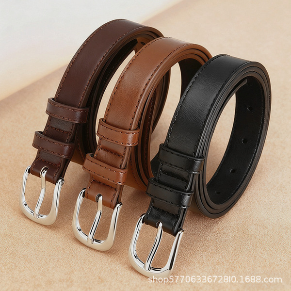 Ceinture femme fine en simili cuir avec boucle à ardillon pour jean et pantalon