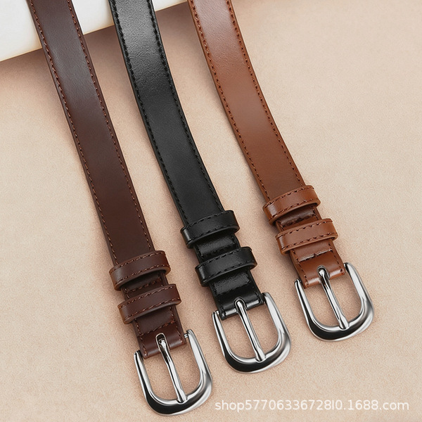 Ceinture femme fine en simili cuir avec boucle à ardillon pour jean et pantalon