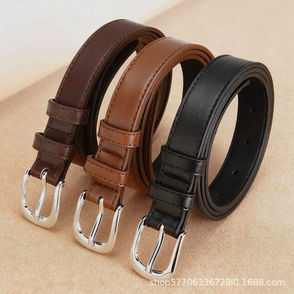Ceinture femme fine en simili cuir avec boucle à ardillon pour jean et pantalon