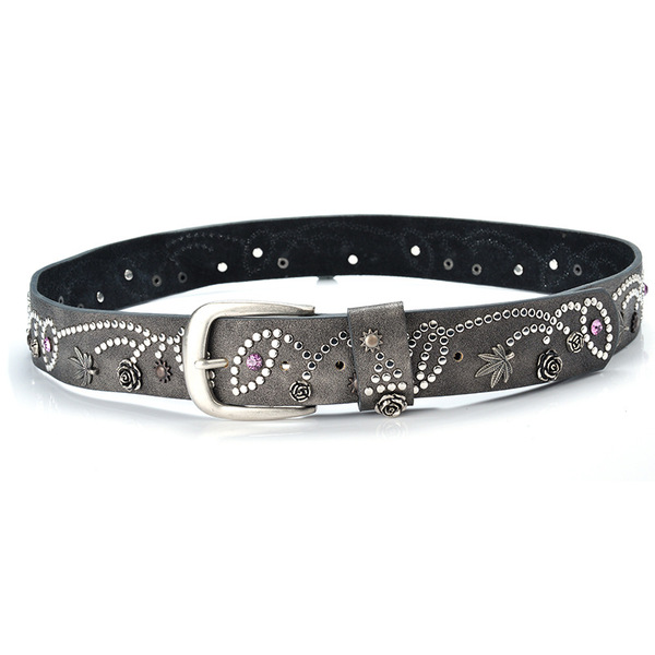 Ceinture femme large en cuir imitation, boucle métal, style rock pour jean