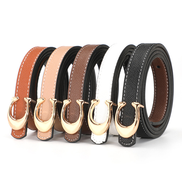 Ceinture fine femme à boucle C en PU pour jeans et pantalon