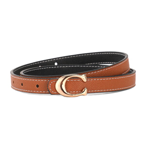Ceinture fine femme à boucle C en PU pour jeans et pantalon