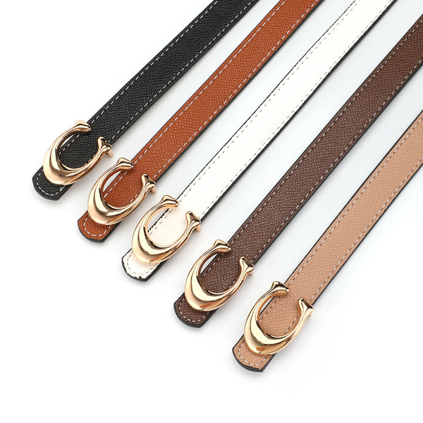 Ceinture fine femme à boucle C en PU pour jeans et pantalon