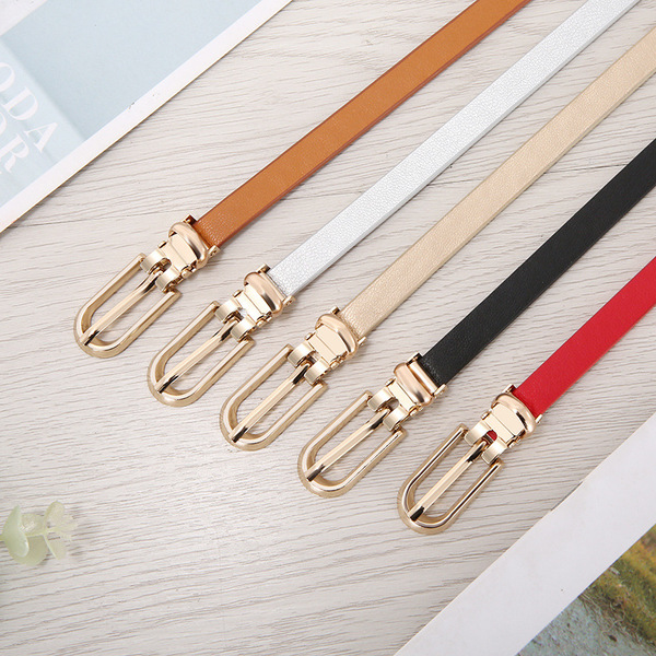 Ceinture fine femme en simili cuir, boucle arc-en-ciel, style coréen