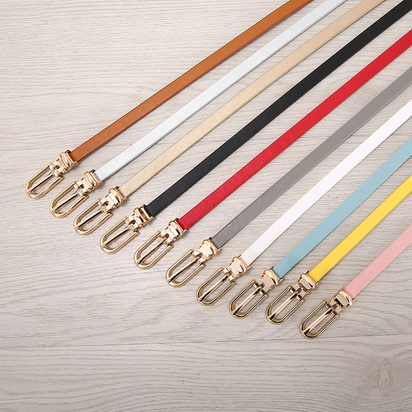 Ceinture fine femme en simili cuir, boucle arc-en-ciel, style coréen