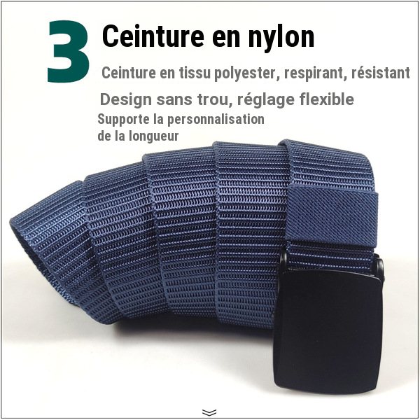 Ceinture tactique homme automatique en nylon, réglage sans trou