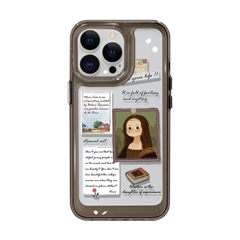 Coque antichoc iPhone 15/14, motif lettres Van Gogh, compatible Pro et Pro Max