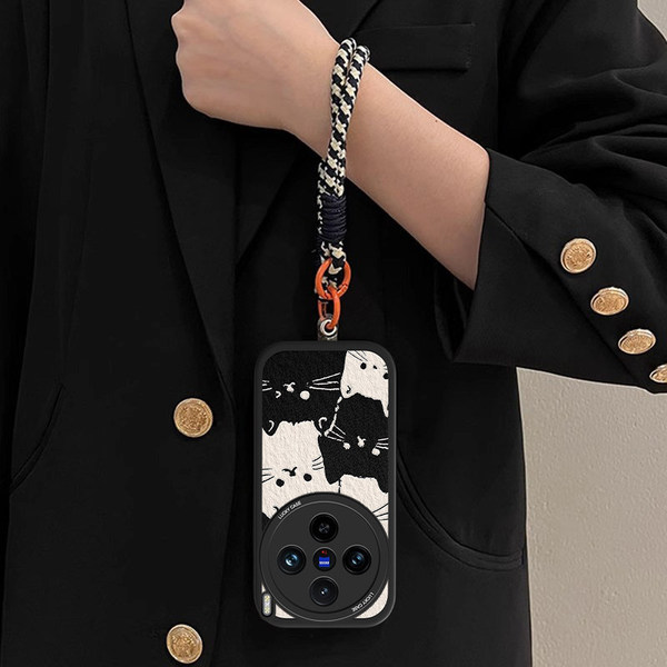 Coque antichoc pour Vivo X200, X200 Pro et X200 Pro Mini, chat noir et blanc