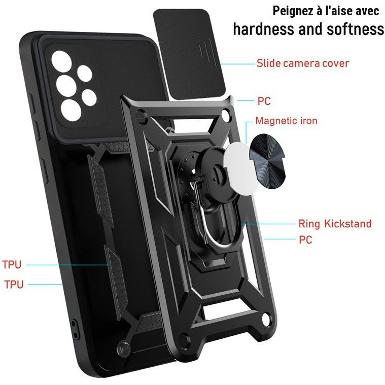 Coque antichoc Vivo avec anneau support et bague de maintien