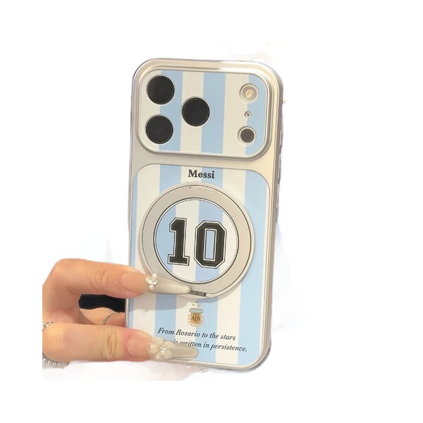 Coque antichute avec support rotatif motif ballon de football pour iPhone 16/17