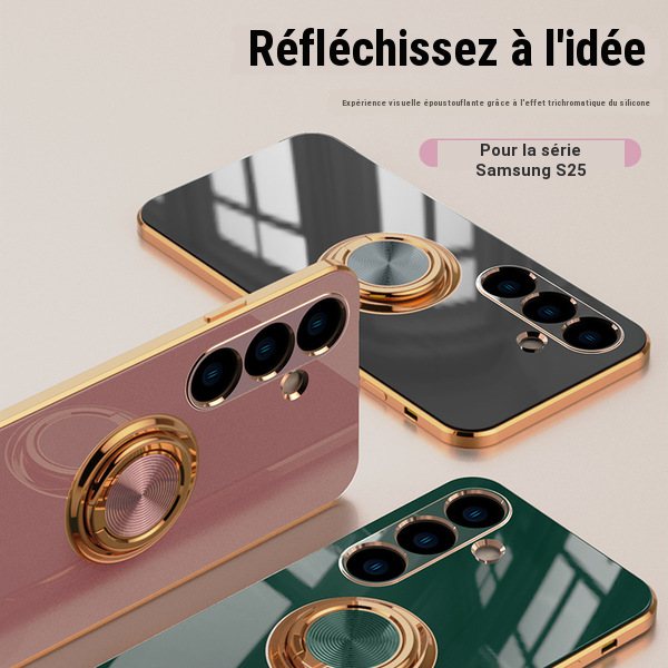 Coque arrière avec anneau magnétique et support pour Samsung Galaxy S22 à S26