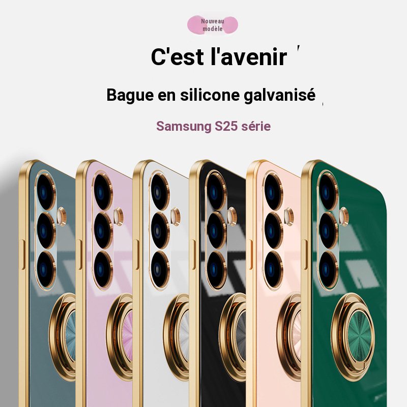 Coque arrière avec anneau magnétique et support pour Samsung Galaxy S22 à S26