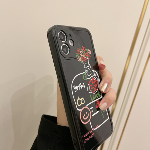 Coque arrière en TPU avec motif fleur pour iPhone 15, 14, 13, 12 mini