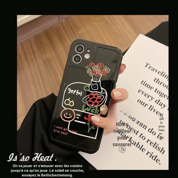 Coque arrière en TPU avec motif fleur pour iPhone 15, 14, 13, 12 mini