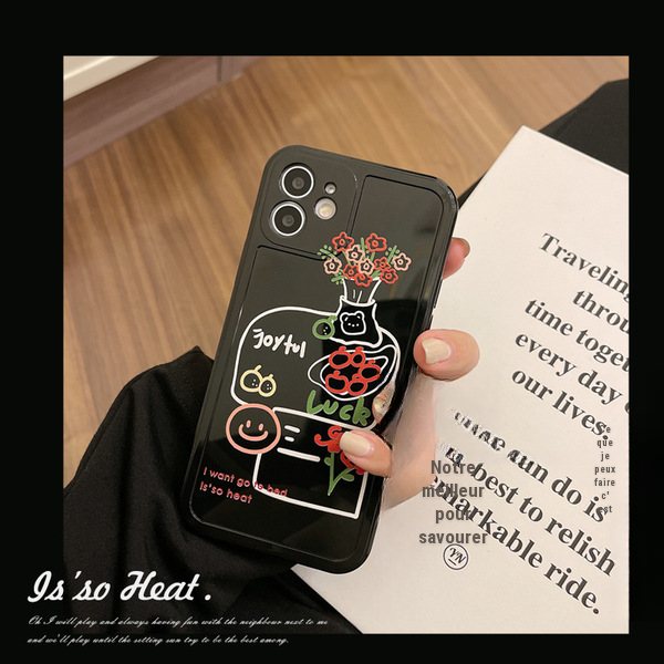 Coque arrière en TPU avec motif fleur pour iPhone 15, 14, 13, 12 mini