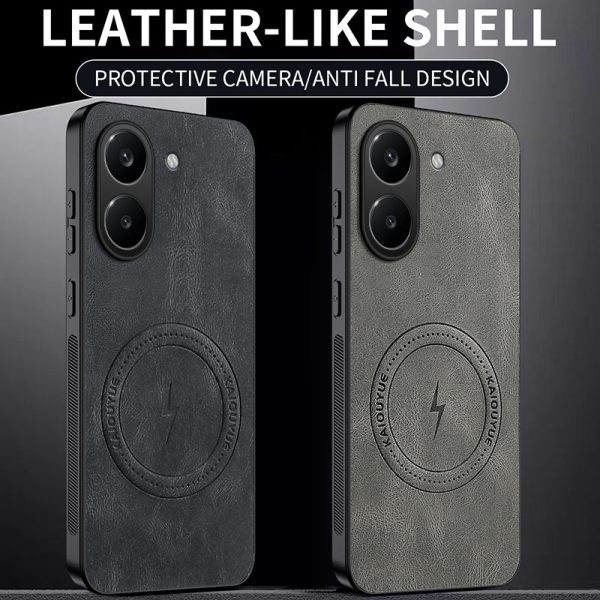 Coque arrière magnétique imitation cuir pour Xiaomi POCO et Redmi
