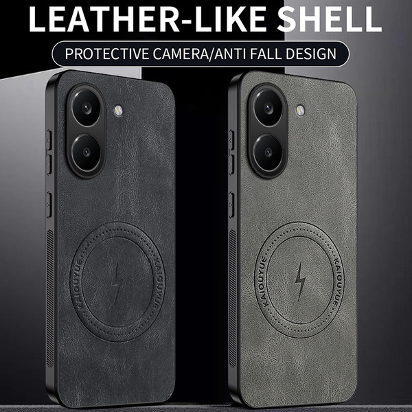 Coque arrière magnétique imitation cuir pour Xiaomi POCO et Redmi