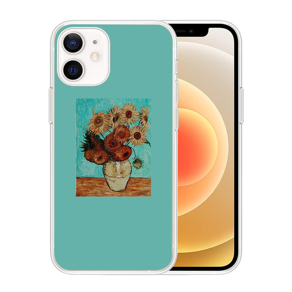 Coque arrière transparente antichoc pour iPhone 13 à 15, motif artistique