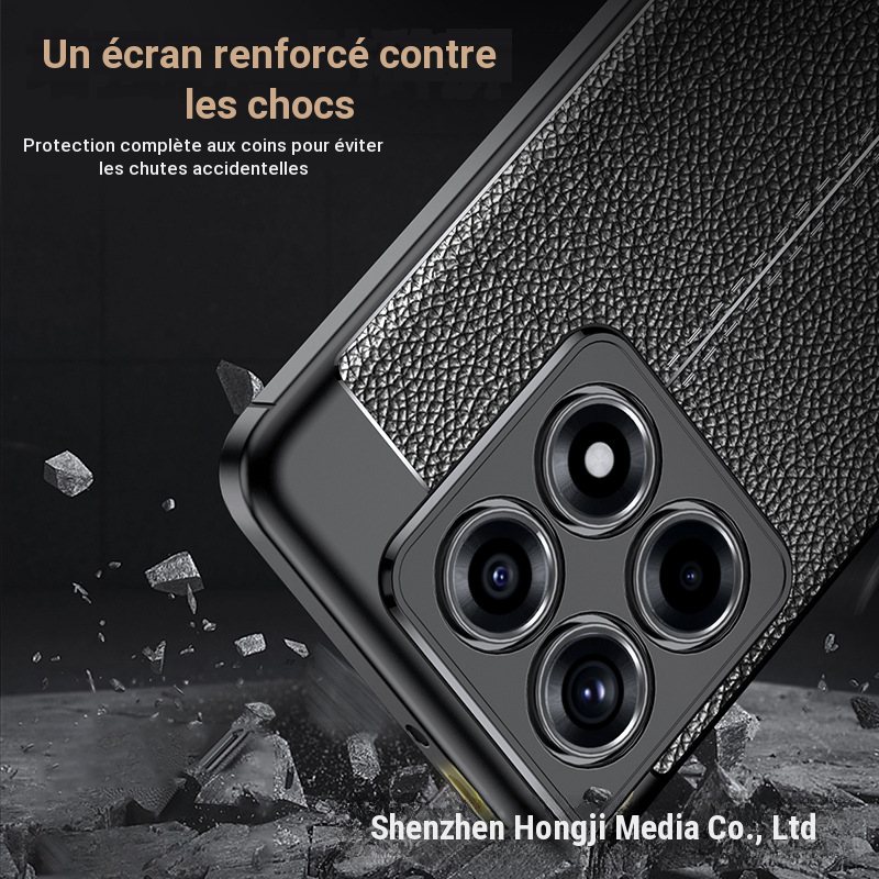 Coque de protection antichoc effet cuir pour smartphone, protection complète