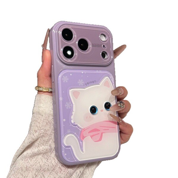 Coque de protection iPhone 18 Pro Max, motif chat écharpe, anti-choc