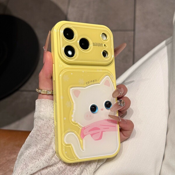 Coque de protection iPhone 18 Pro Max, motif chat écharpe, anti-choc