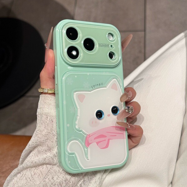 Coque de protection iPhone 18 Pro Max, motif chat écharpe, anti-choc