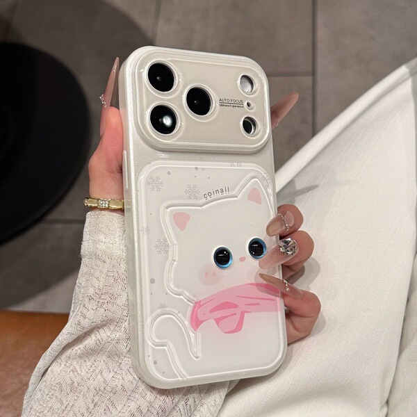 Coque de protection iPhone 18 Pro Max, motif chat écharpe, anti-choc