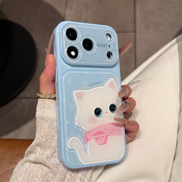 Coque de protection iPhone 18 Pro Max, motif chat écharpe, anti-choc