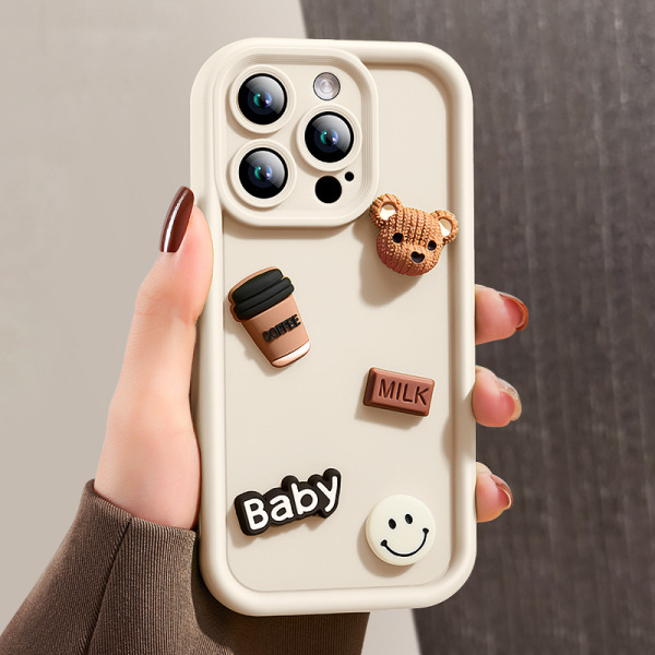 Coque de protection iPhone avec ours 3D rétro anti-chute