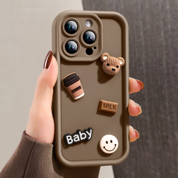 Coque de protection iPhone avec ours 3D rétro anti-chute