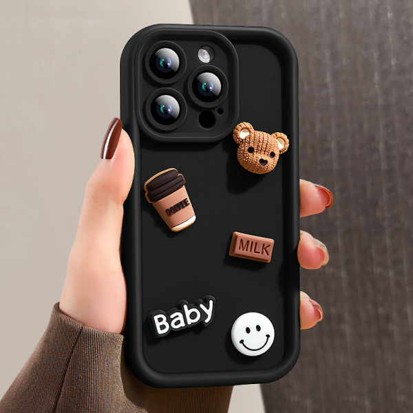 Coque de protection iPhone avec ours 3D rétro anti-chute