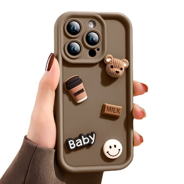 Coque de protection iPhone avec ours 3D rétro anti-chute