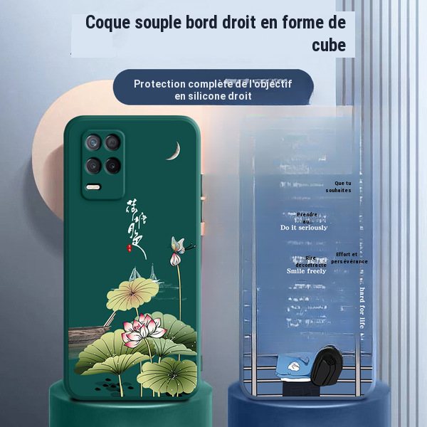 Coque de protection silicone antichoc Realme V13 / RMX3041 motif lotus nuit