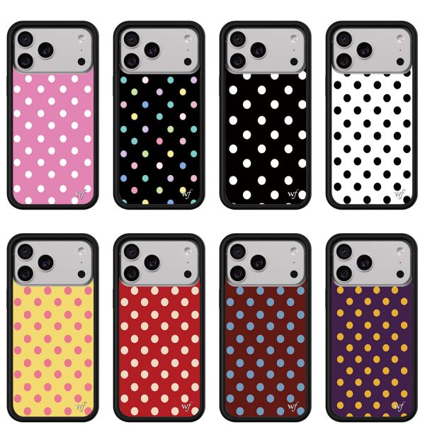 Coque de protection silicone noire à pois pour iPhone 11 à 17 Pro Max