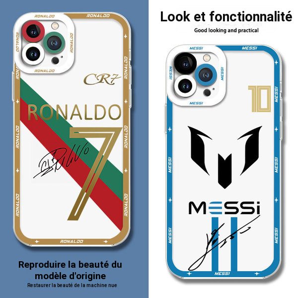 Coque de protection transparente motif football pour iPhone 16/17/18