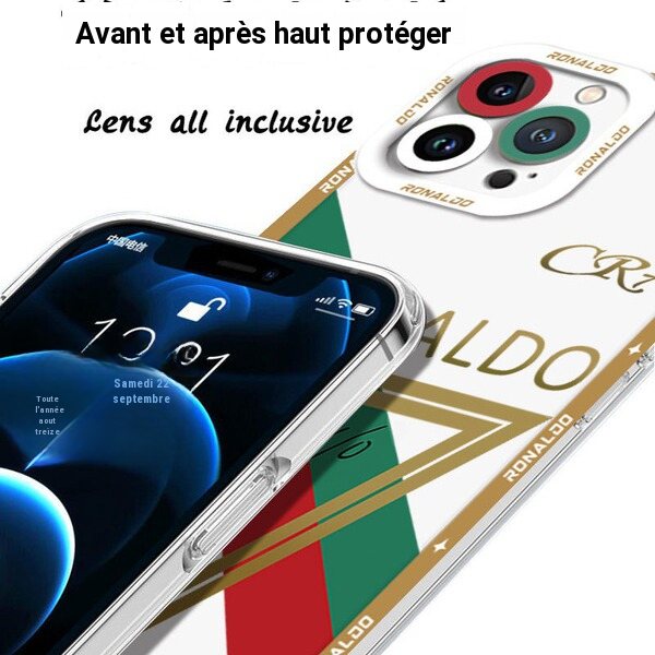 Coque de protection transparente motif football pour iPhone 16/17/18